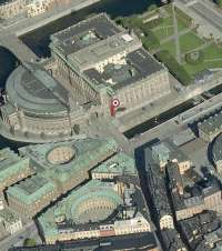 Stockholm from above at a 45 degrees angle