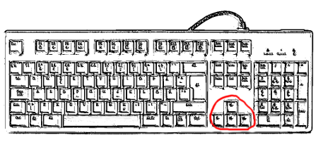 keyboard with marked cursorkeys