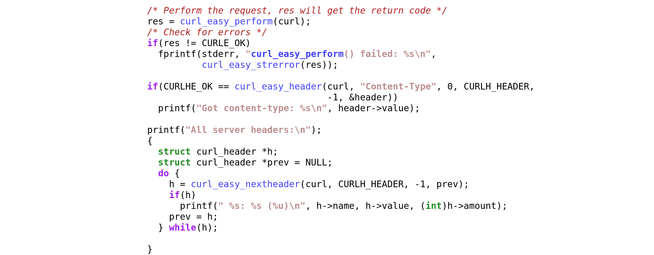 Curl Header Example